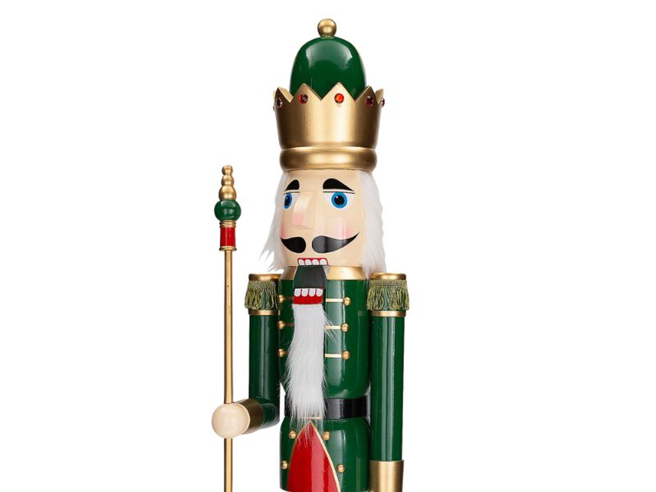 5ft Giant Classic Green Wood Nutcracker with Scepter