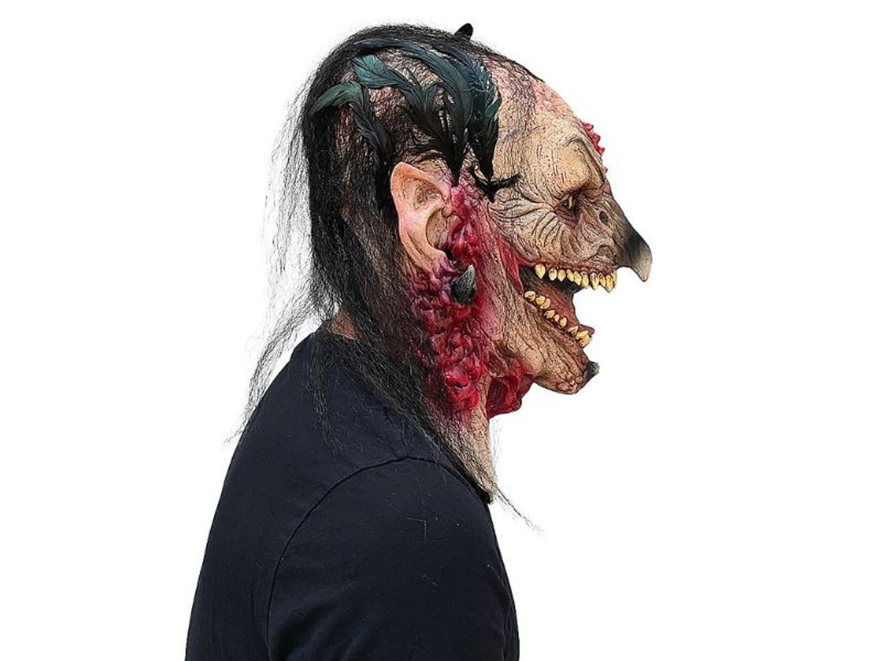 Ghoulish Productions Harwitch Mask - Detailed Horror Witch Design