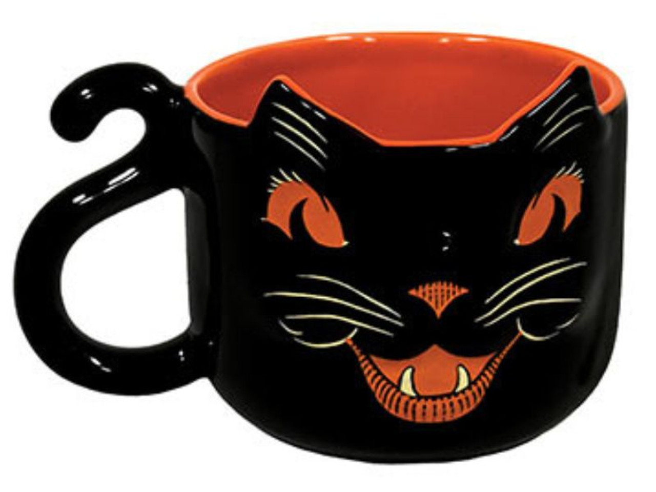 Vintage Halloween Ceramic Black Cat Mug