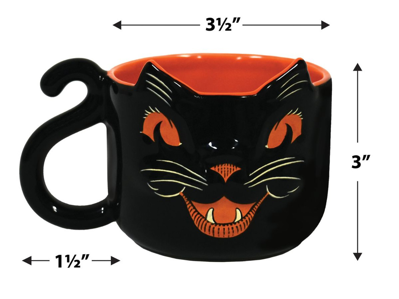 Vintage Halloween Ceramic Black Cat Mug