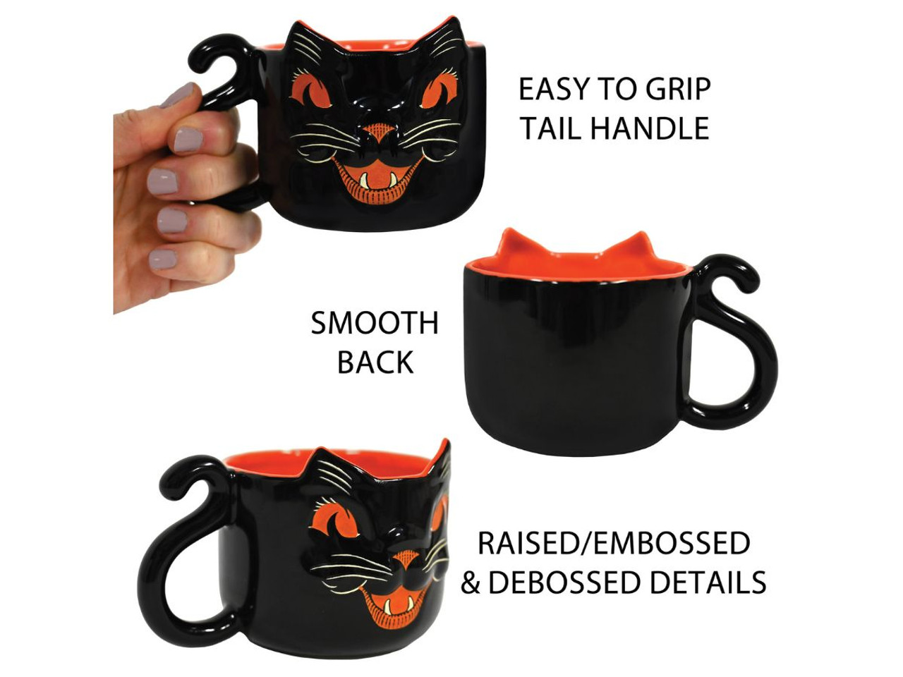 Vintage Halloween Ceramic Black Cat Mug