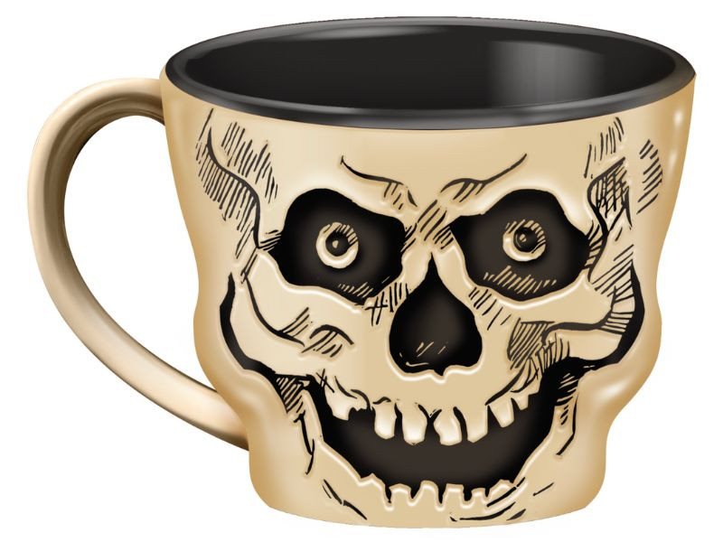 Premium Ceramic Halloween Mug Set - Black Cat, Jack O' Lantern, Skeleton Mugs