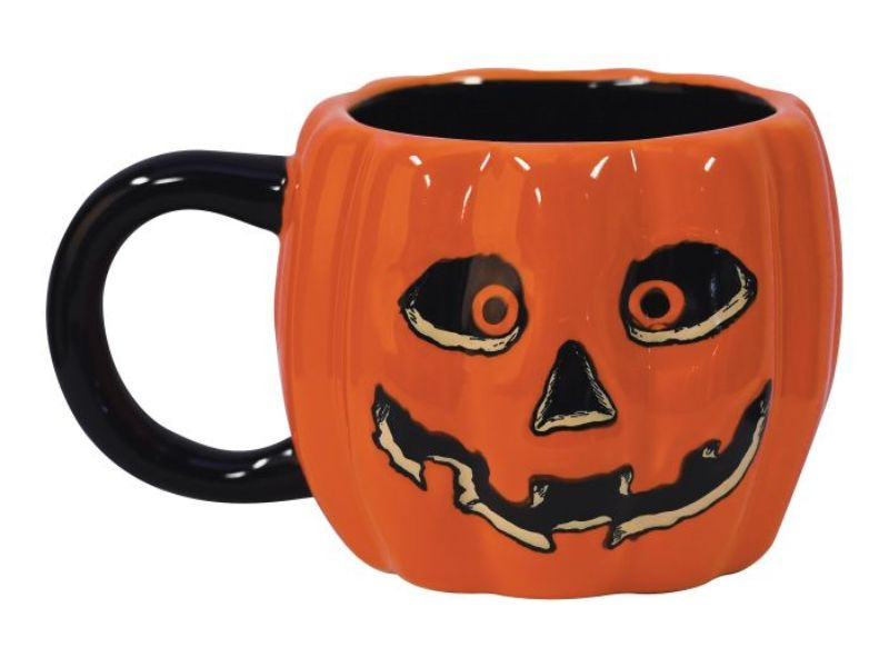Set of 3 Halloween Mugs - Black Cat, Jack O' Lantern, Skeleton - Ceramic Collectibles