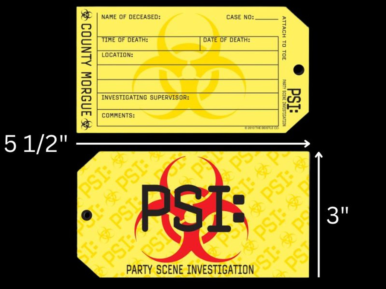 Crime Scene Investigations Toe Tag Invitations - 96 pcs