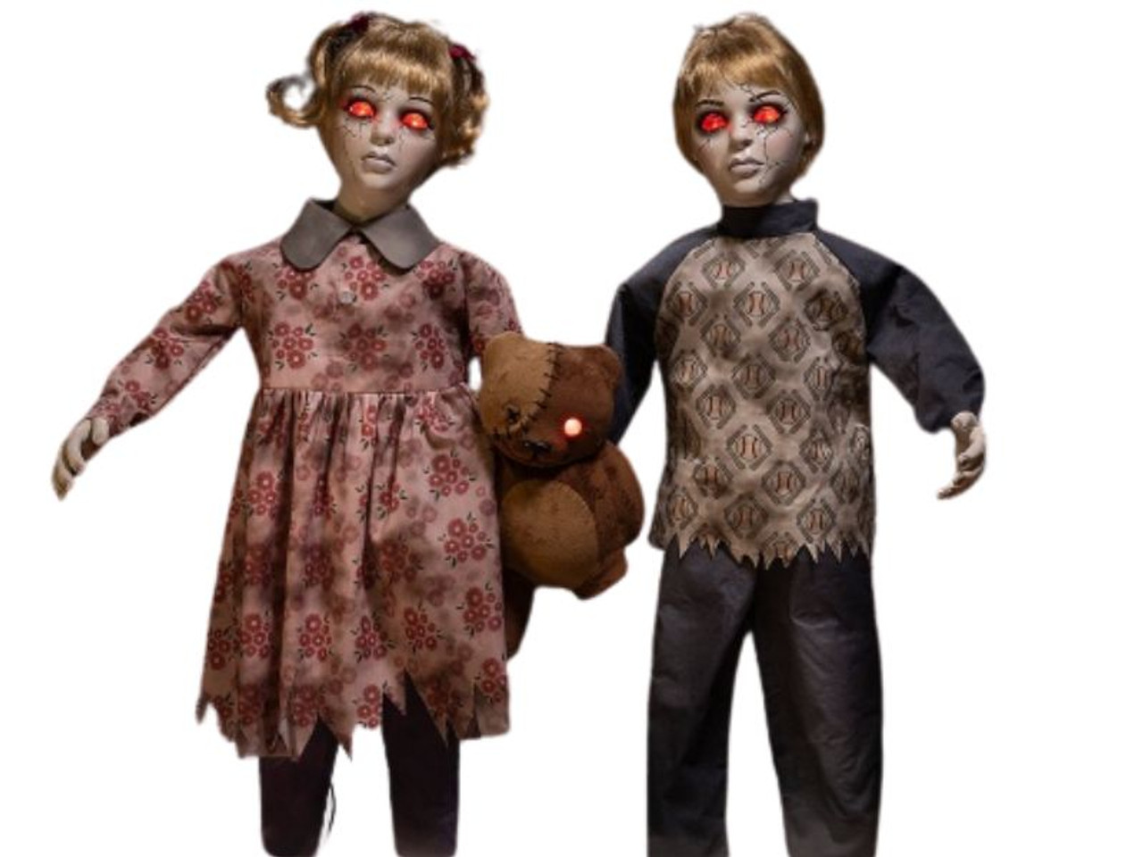 3 Ft. Animated Light-Up Apocalypse Twins with Stuffed Bear