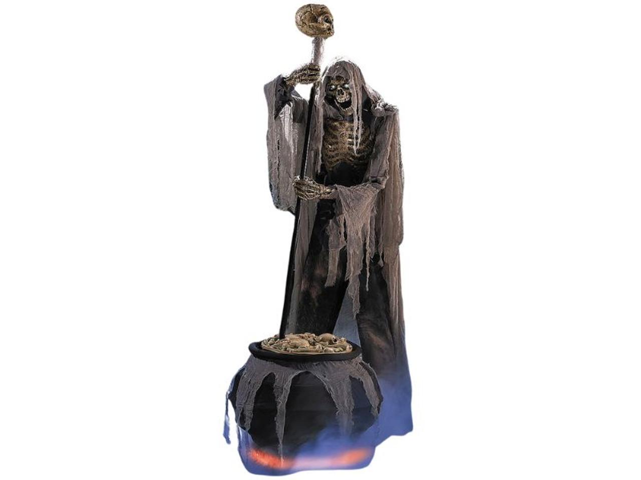 Animated Light-Up Skeleton Stirring Cauldron