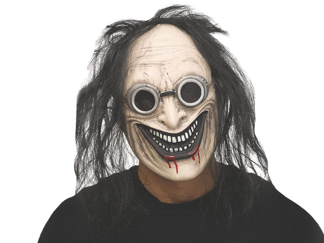 Mad Scientist Overhead Mask with Black Hair