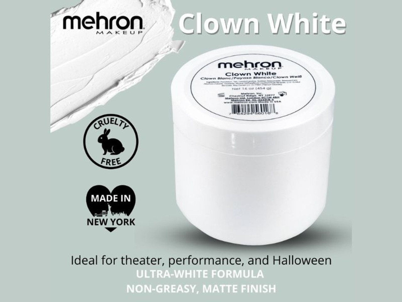 Mehron Clown White Makeup - 16 oz