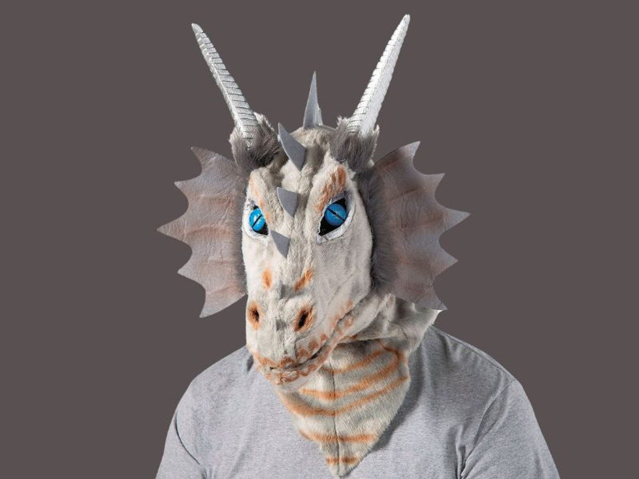 Adults Gray Dragon Moving Mouth Overhead Mask