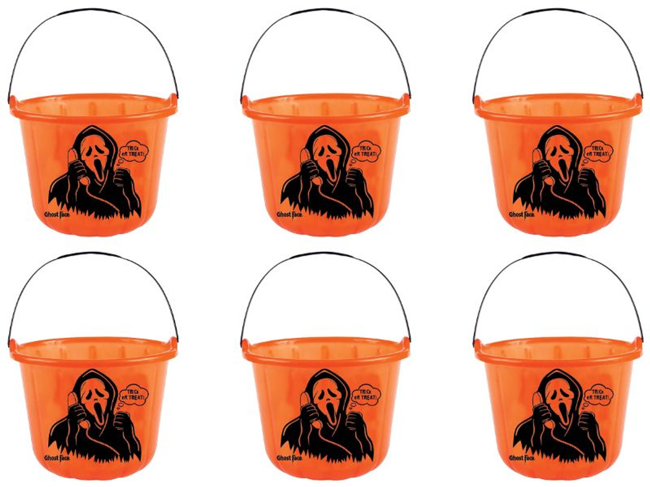 Kids Scream Ghost Face Halloween Treat Buckets - 6 pcs