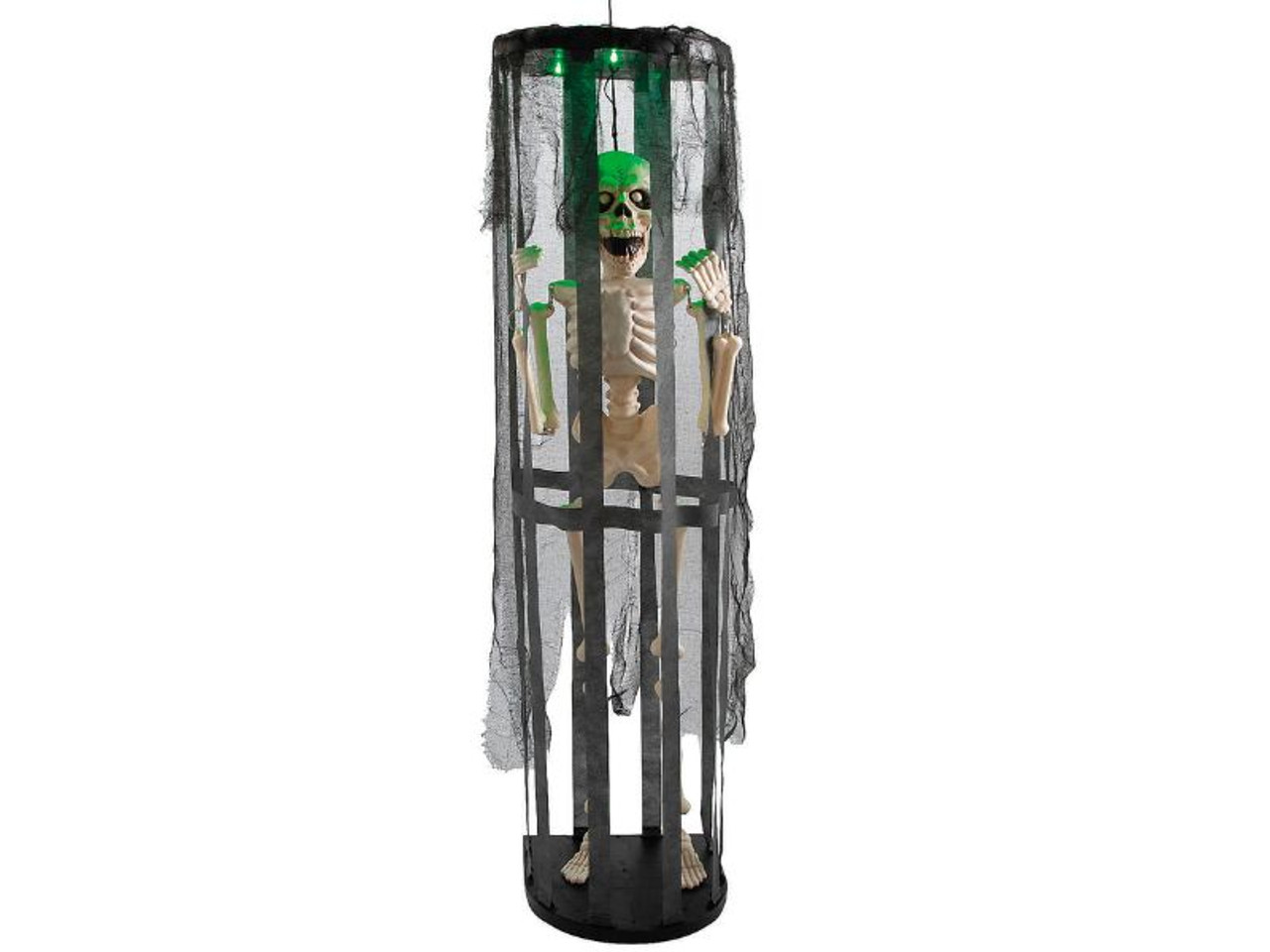 Animated Light-Up Skeleton in a Shaking Cage