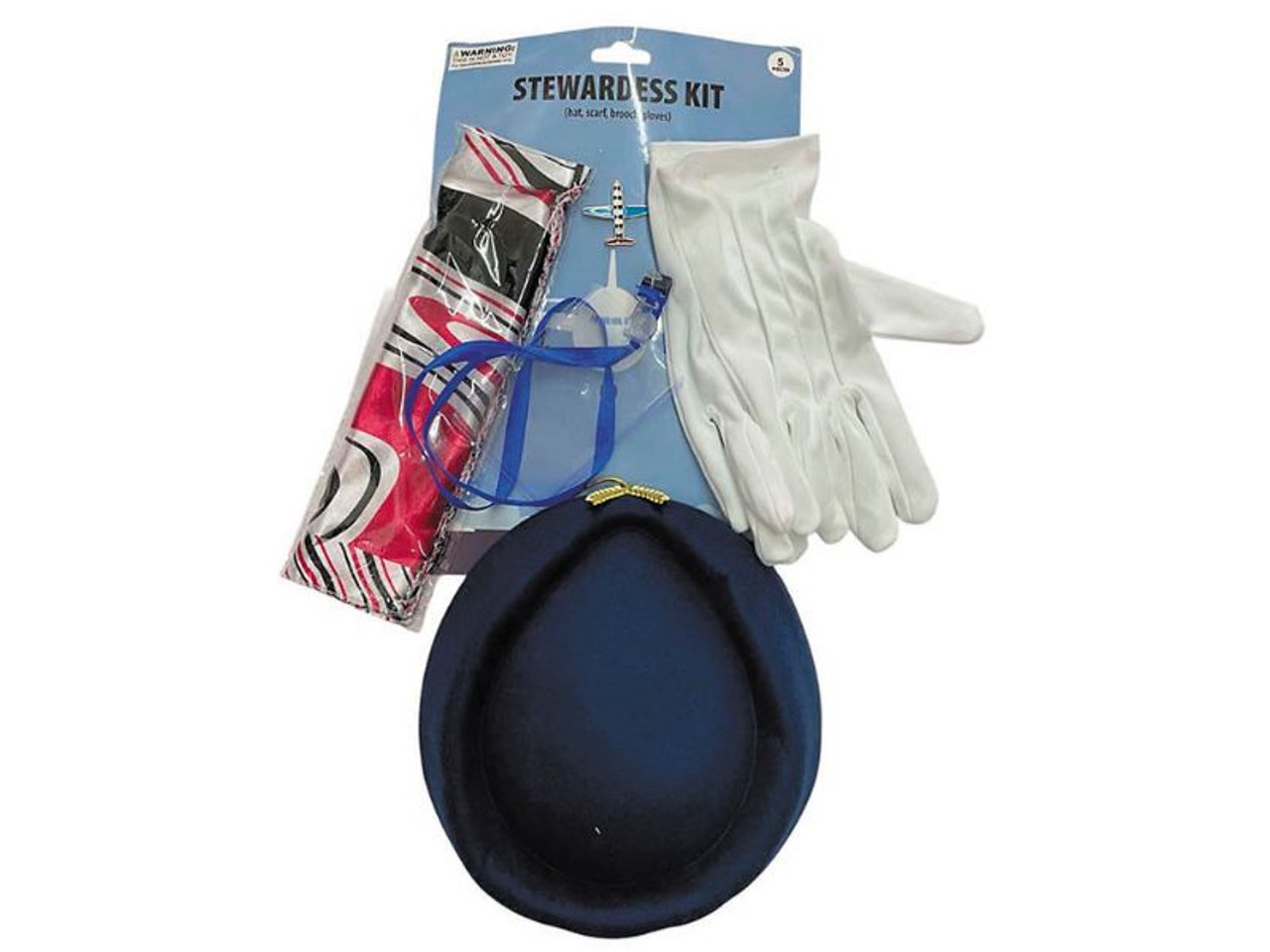 Stewardess Costume Accessory Kit - 6 Pc