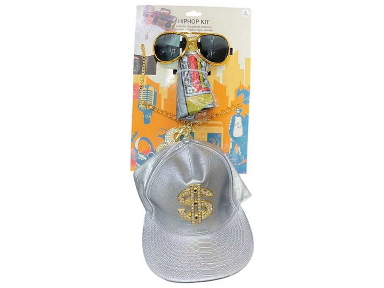 Hip-Hop Bling Costume Accessory Kit - 5 Pc