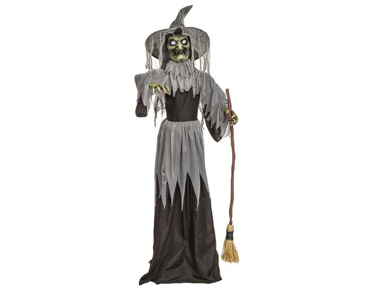 6 ft tall animated witch with black cloak turning side to side