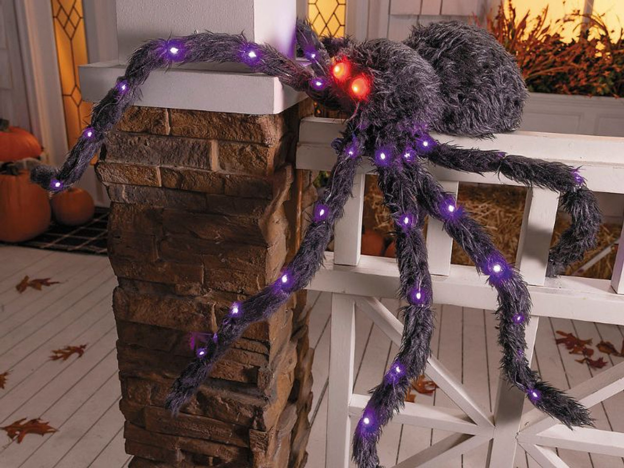 Light-Up Fuzzy Black Spider - 4 Ft. 3"