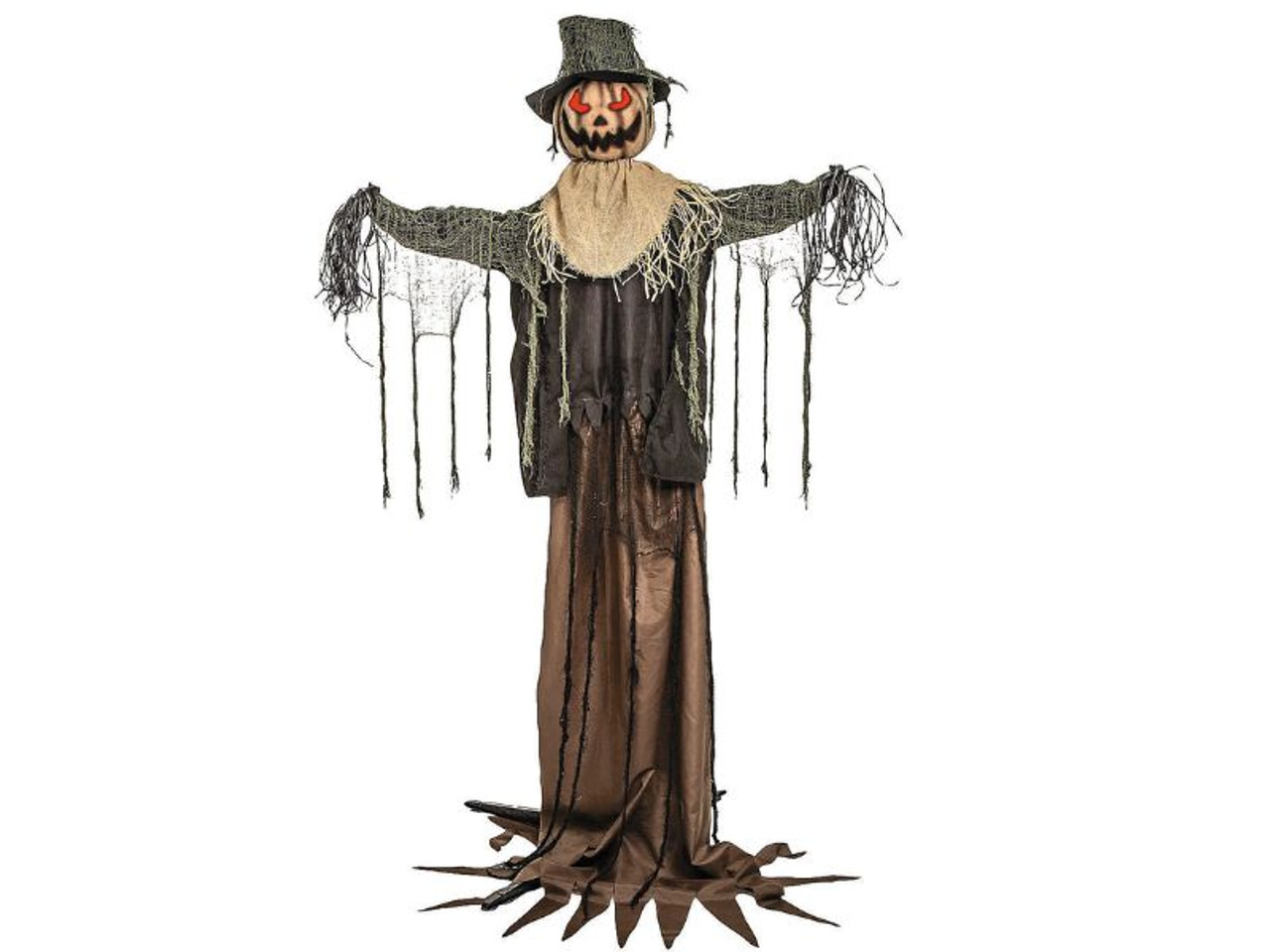 Halloween scarecrow with rising animation and ragged fabric