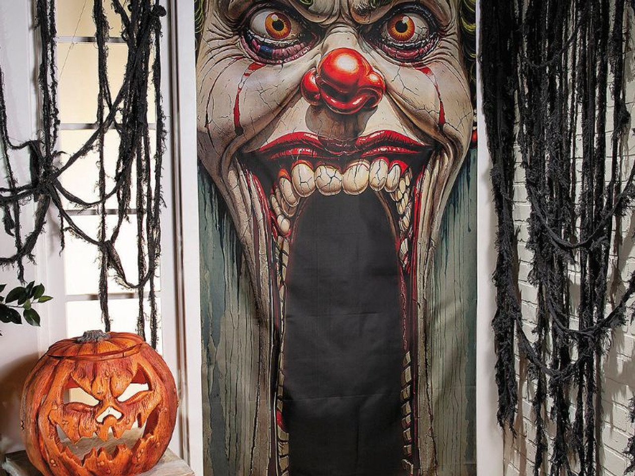 Carnival Clown Face Entryway Door Curtain - 6 Ft. 8 3/4"