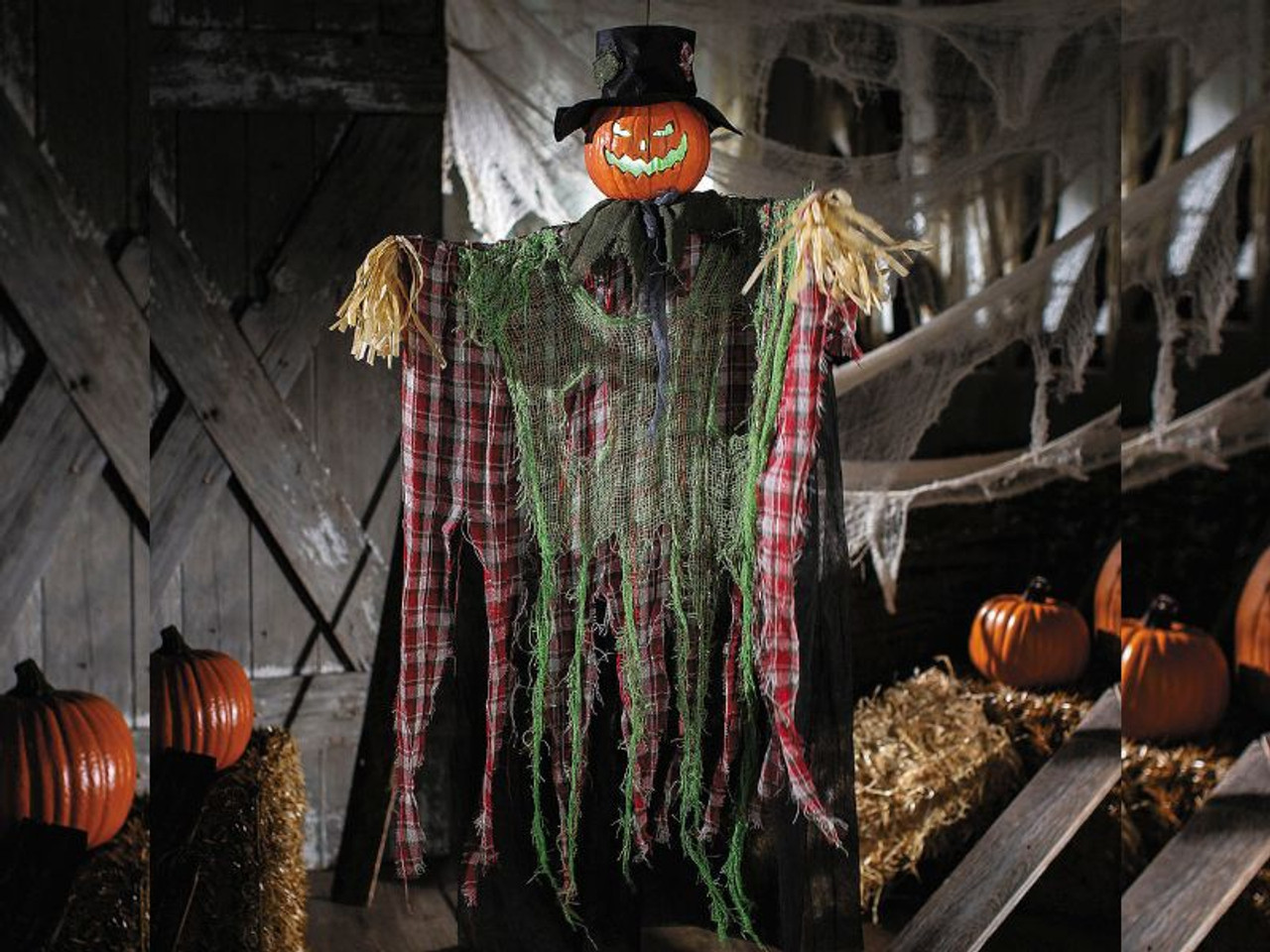 Animated Hanging Red Checkered Shirt Pumpkin Man - 51 1/4"