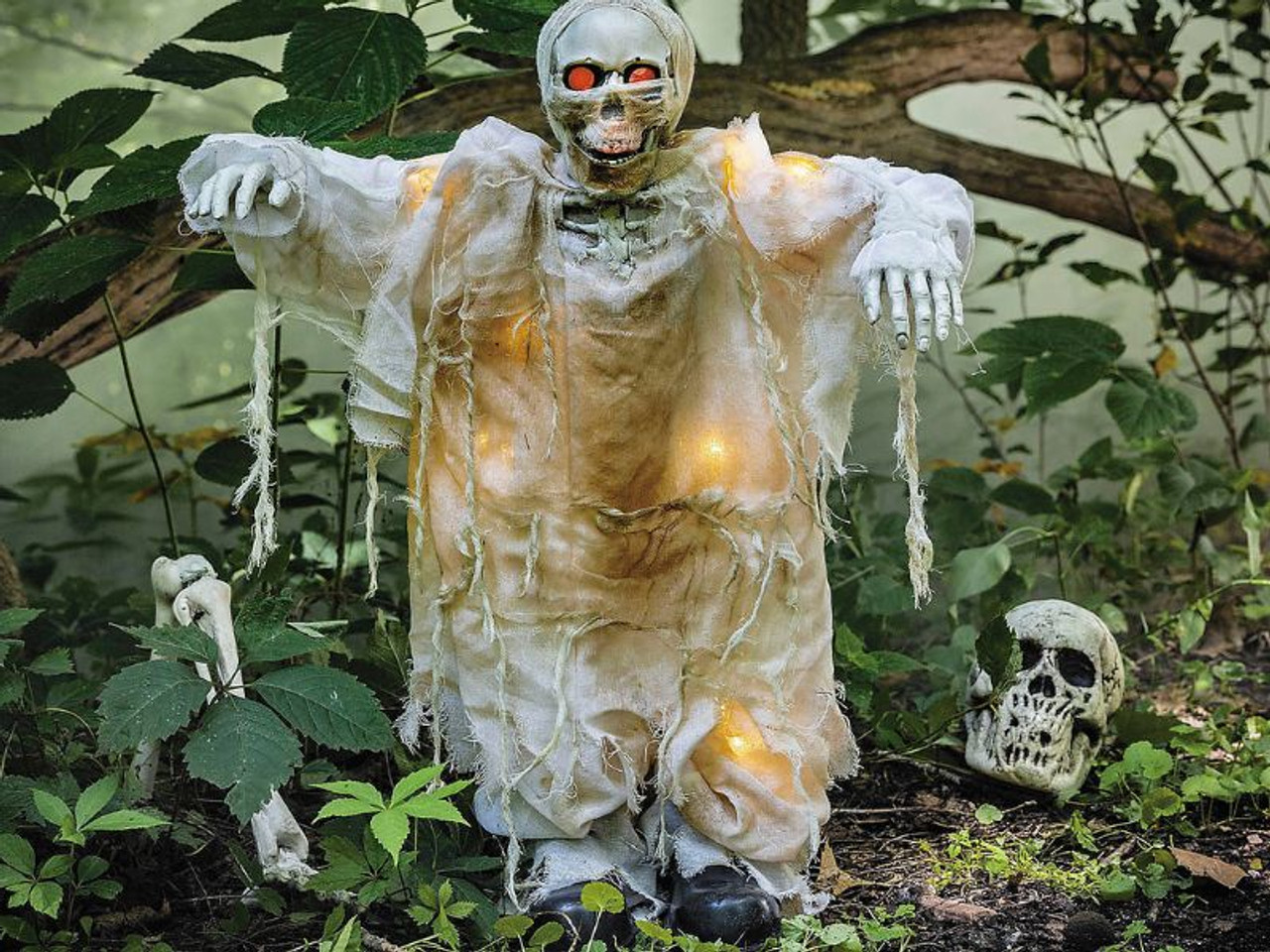 Light-Up Skeleton Mummy Prop for Halloween - 34 3/4"