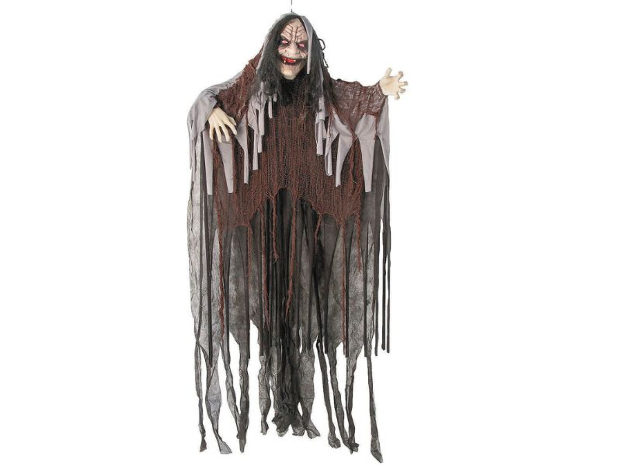 6 Ft Talking Witch - Hanging Halloween Prop with Light-Up Eyes