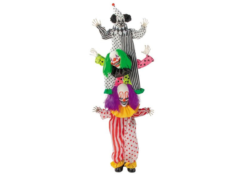 5 Ft 10 In Animated LED Stacked Clown Trio Prop