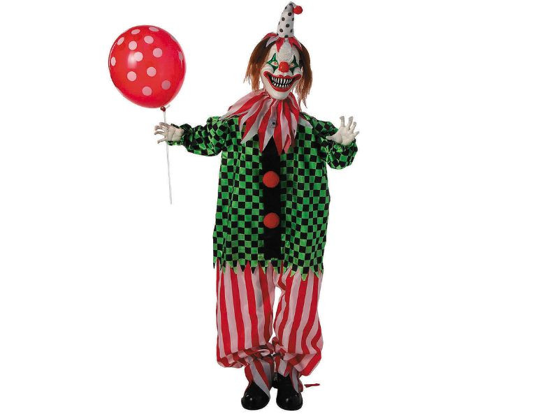 51.5" Animated Clown with Polka Dot Balloon - Halloween Prop