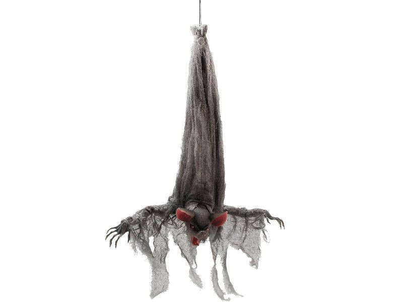 39 1/4" Light-Up Hanging Upside-Down Gray Bat Prop