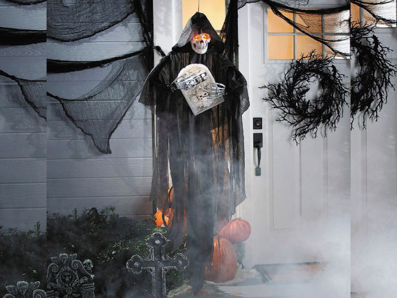5 Ft 2 In Sonic Hanging Skeleton Reaper with Tombstone