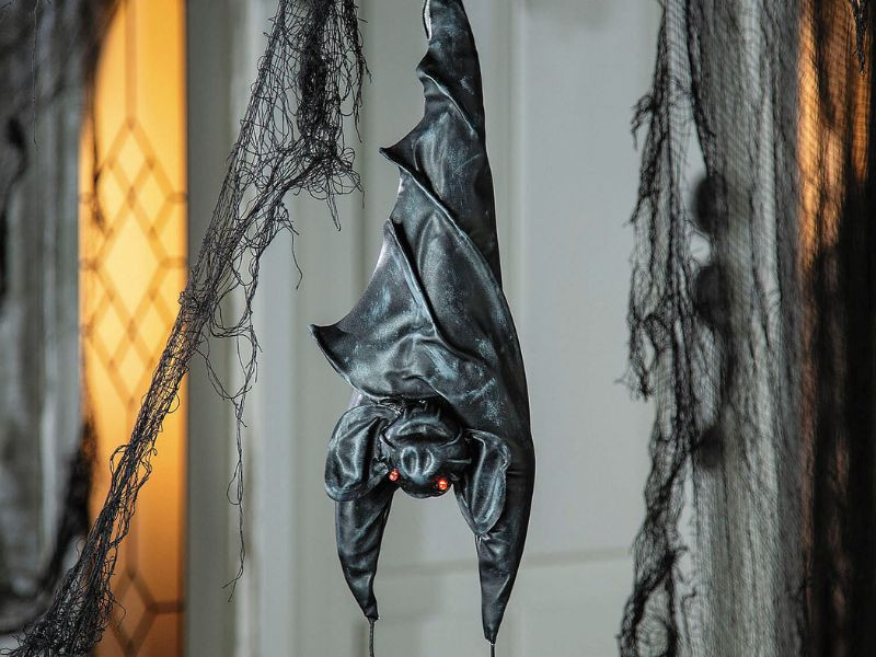 2 Ft Light-Up Hanging Bat Halloween Prop for Haunted Houses