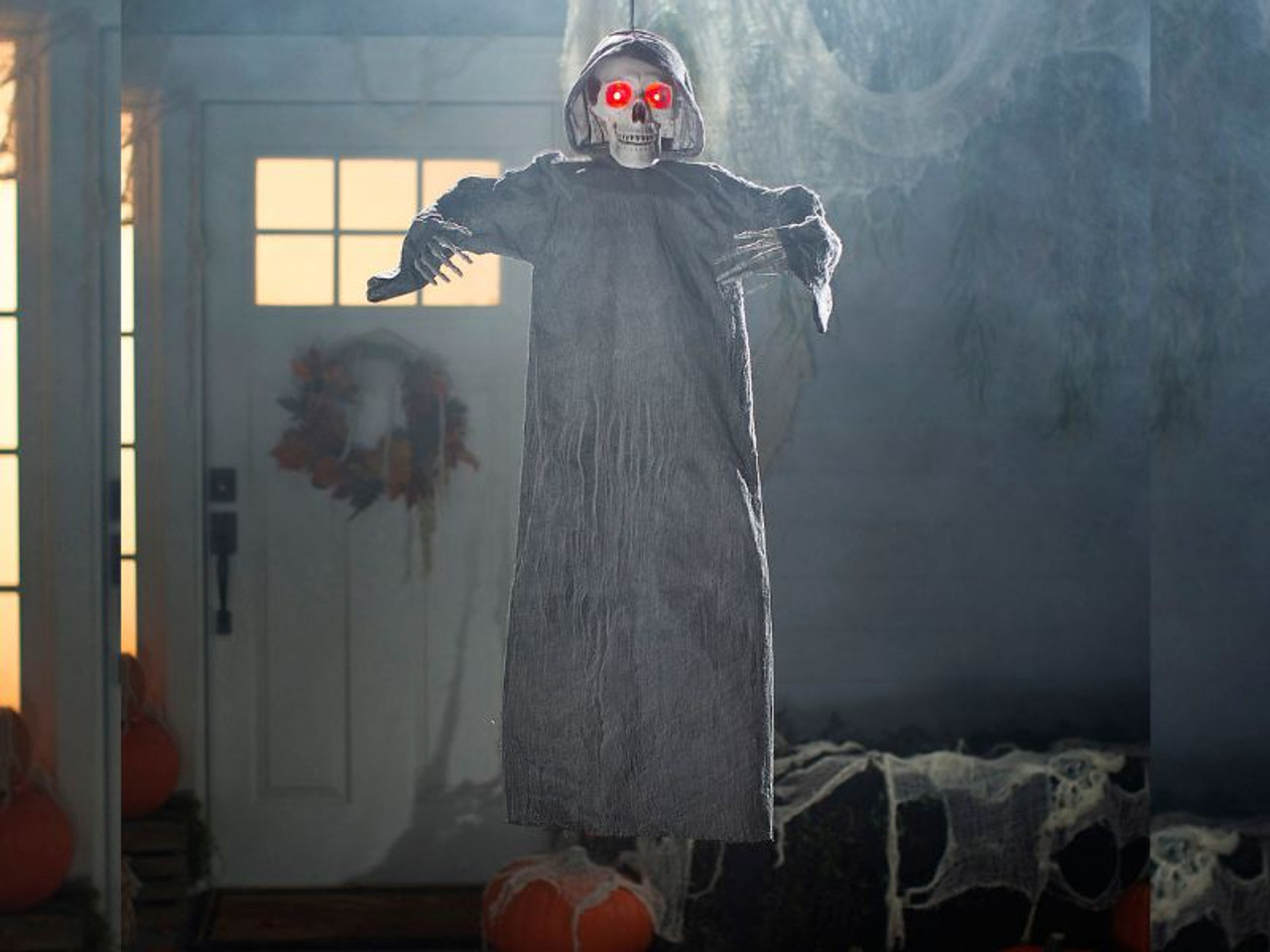 Hanging Skeleton Reaper - 4 Ft. - Gray Halloween Prop