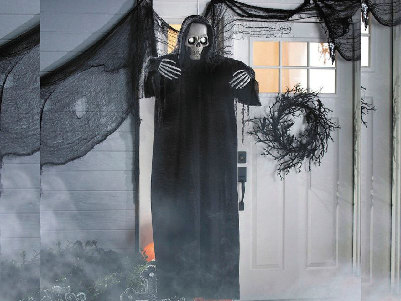 Animated Skeleton Reaper - 5 Ft - Hanging Halloween Decoration
