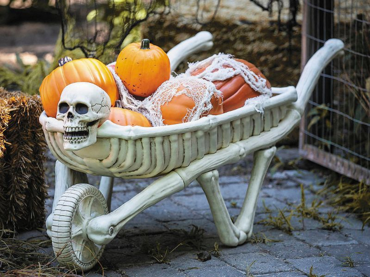 Skeleton Wheelbarrow - 48 3/4 In - Haunted House Halloween Prop