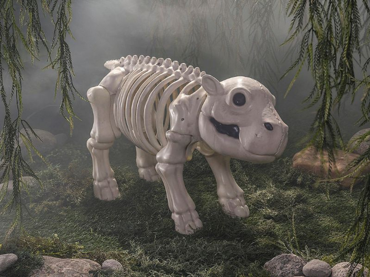 Hippo Skeleton - 22 In Standing Prop - Halloween Animal Decoration