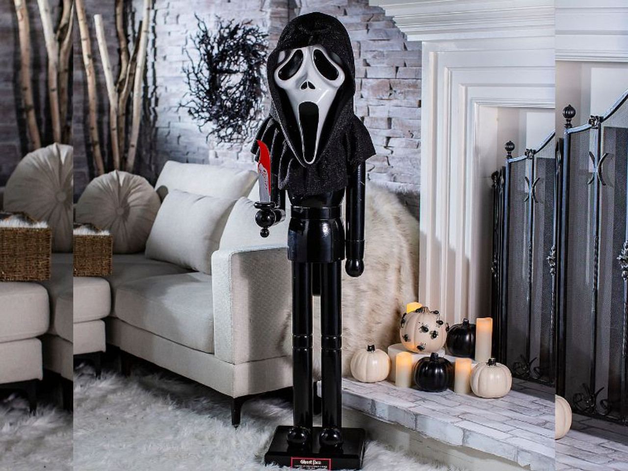 5 foot Ghost Face Halloween nutcracker holding bloody knife