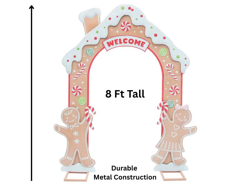 Gingersnap Iron Archway - 8 Ft - Gingerbread Christmas Display