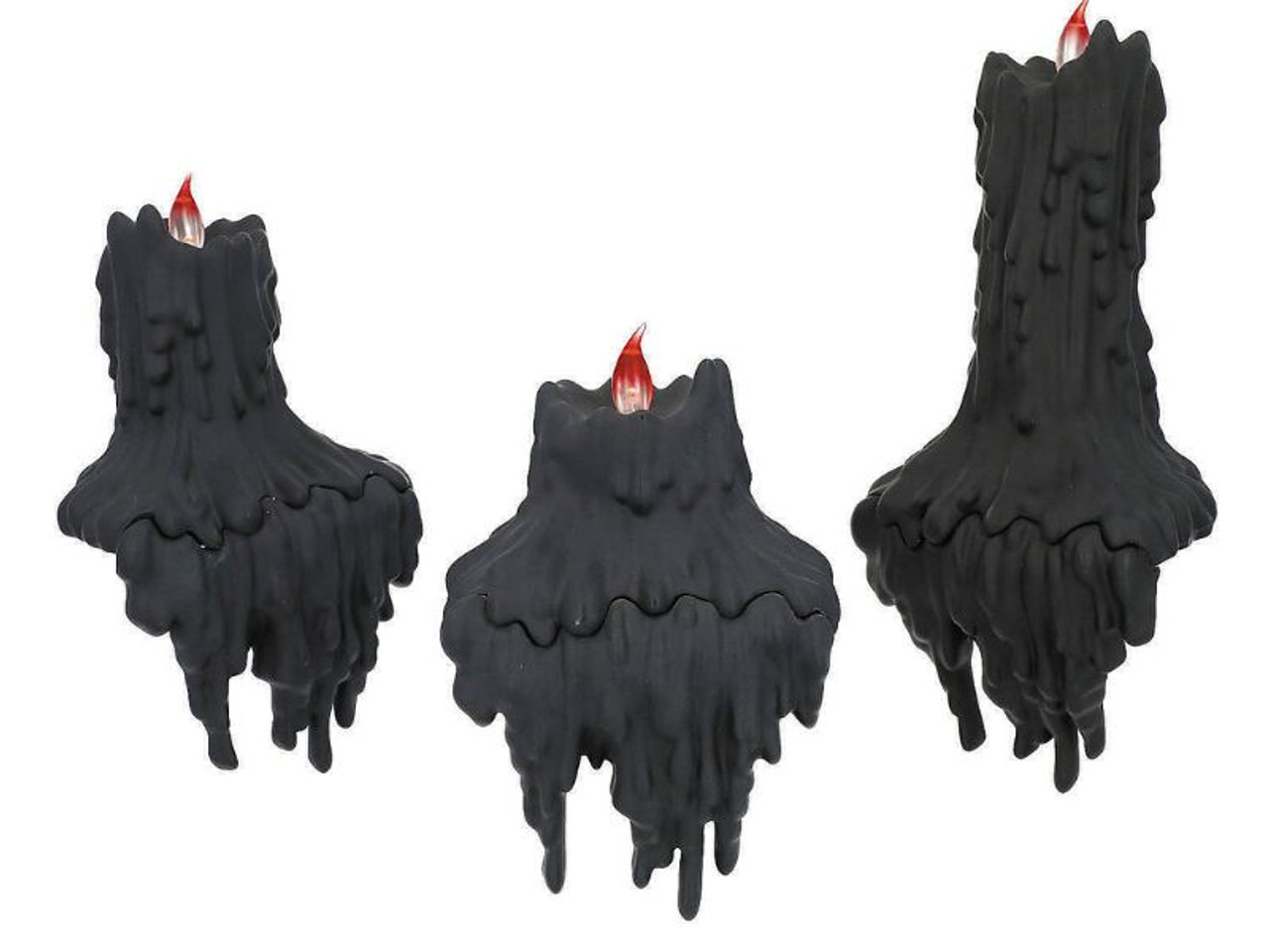LED Black Candles - Set of 3 - Melting Look Halloween Decoration