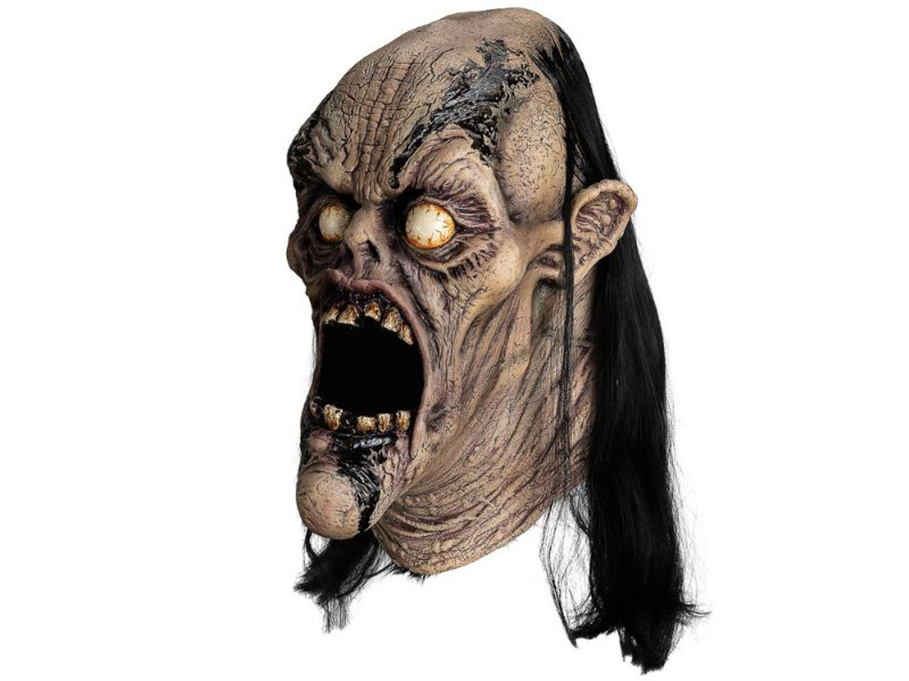 Horror latex Pit Witch mask with synthetic hair by Trick or Treat Studios