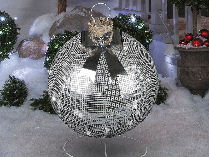 32 inch silver disco sparkle Christmas yard ornament