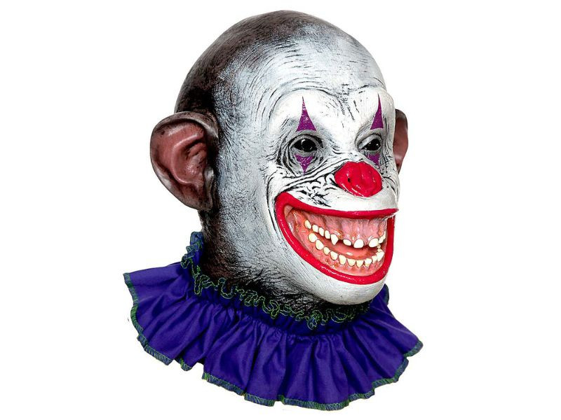 Circus Clown Ape Mask - Creepy Latex Overhead Adult Costume