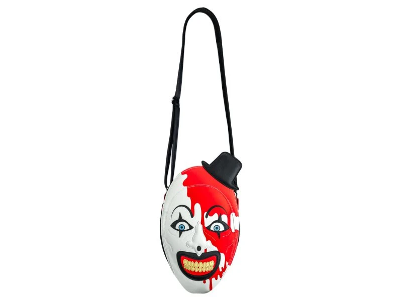 Art the Clown horror purse with blood splatter design