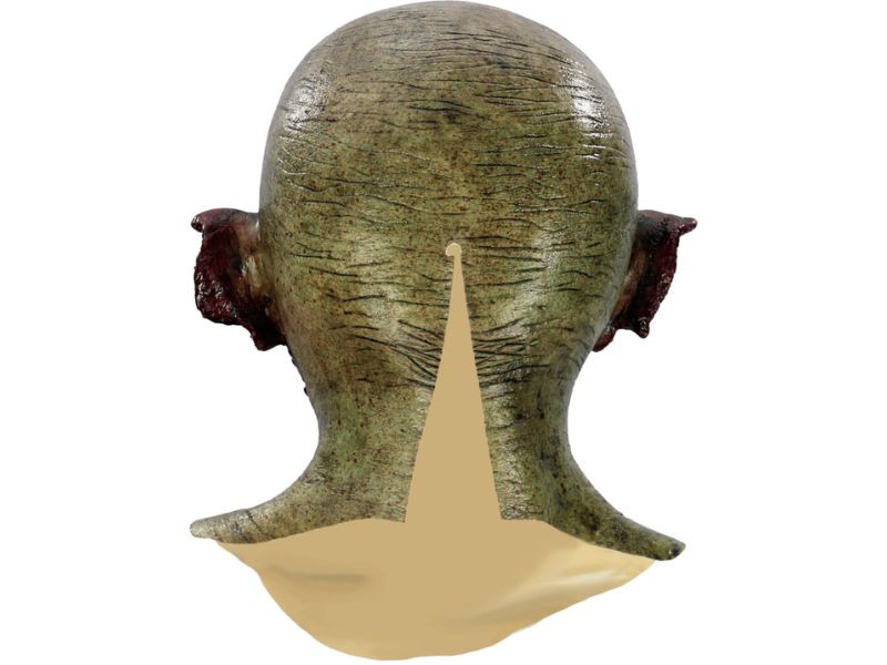 Scary zombie latex mask for haunt actors back view