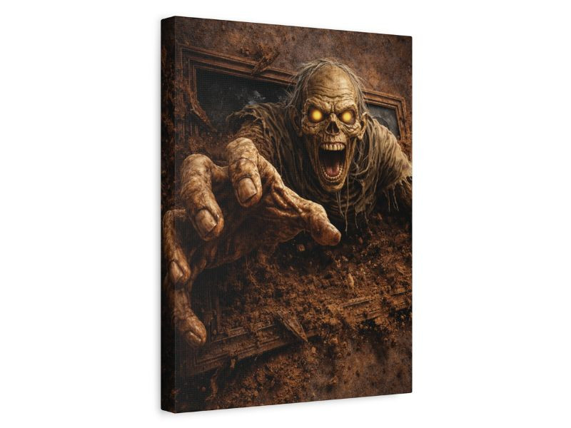 horror wall decor zombie emerging from surface canvas print