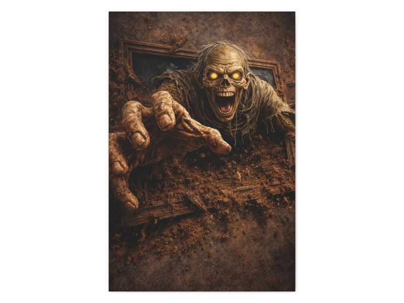 zombie reaching out canvas wall art for horror room decor