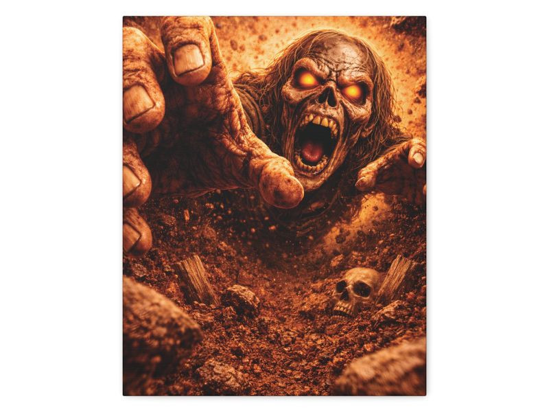 haunted house zombie wall art canvas