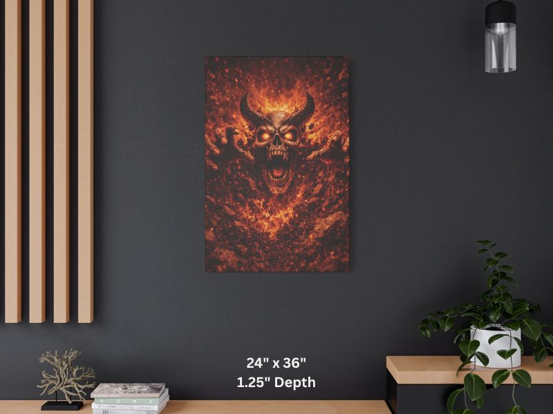 gothic horror canvas flaming skull artwork for home decor