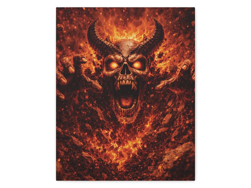 demon skull canvas wall art for Halloween and gothic decor