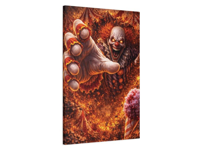 evil clown canvas wall decor with breakout depth effect