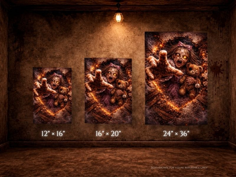 horror canvas size comparison wall display 12x16 16x20 24x36 dimensional wall art
