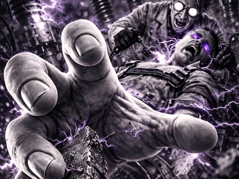 Shock Rebirth horror canvas featuring electrified monster and lightning explosion effect