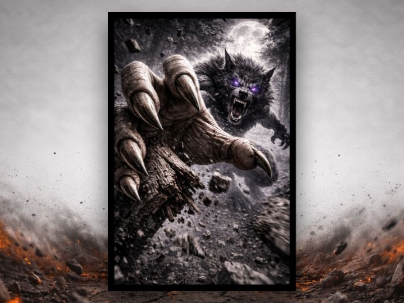 werewolf breakout canvas wall art claw attack